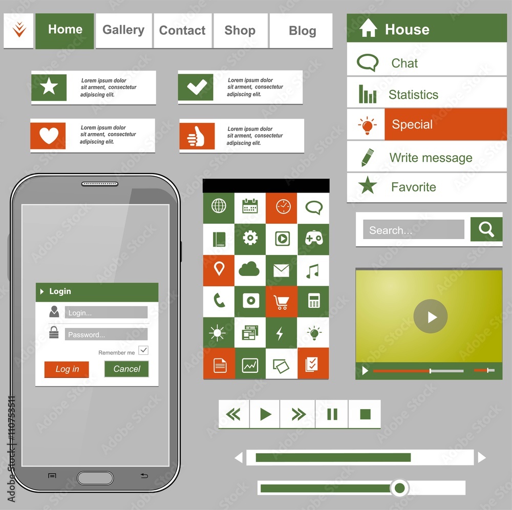 Flat icons and ui web elements Flat icons and ui web elements