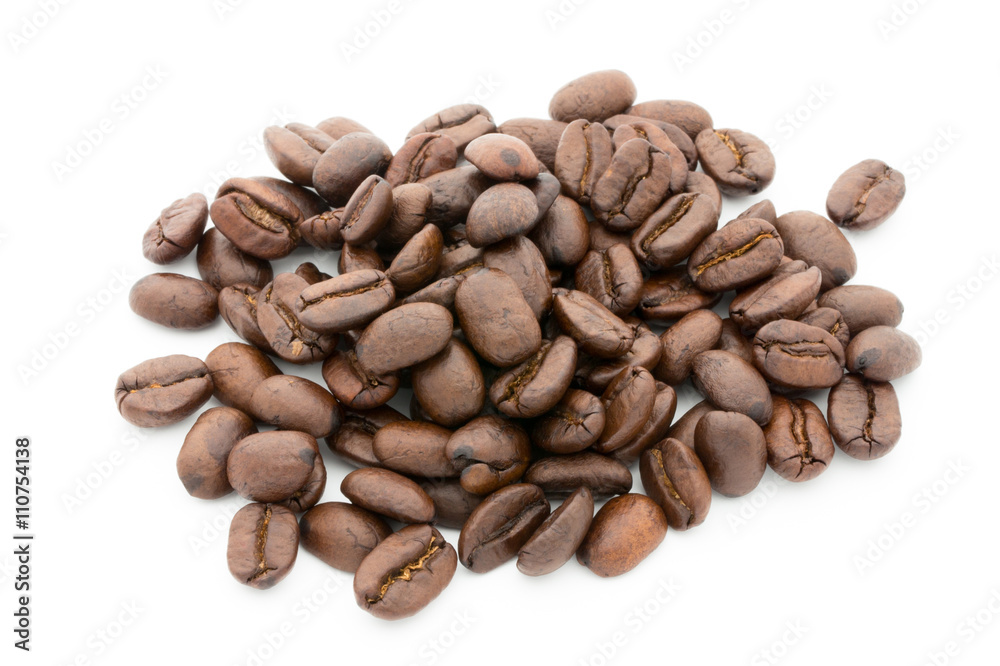 Coffee grains and leaves isolated on the white backgrounds. Coffee grains and leaves isolated on the white backgrounds.
