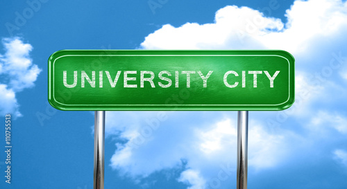 university city vintage green road sign with highlights