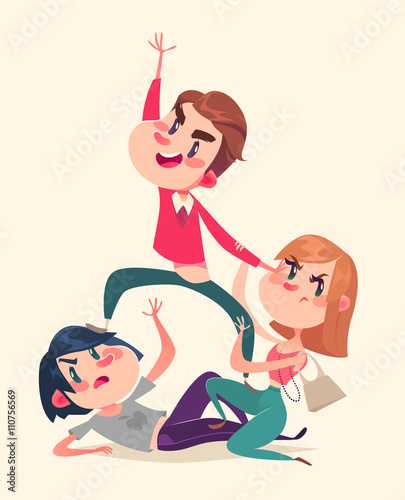Consumers fight. Vector illustration.