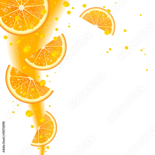 Background of Oranges and Juice Splashes