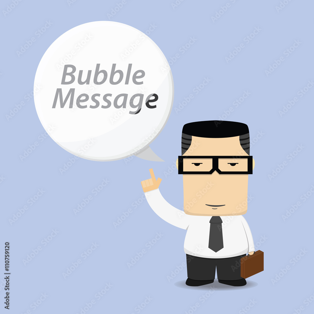 Businessman with bubble talk message