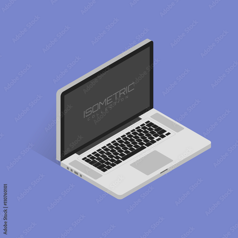 Isometric Vector illustration of laptop on white background with shadow Isometric Vector illustration of laptop on white background with shadow