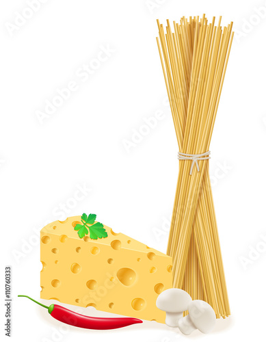 pasta with vegetables vector illustration