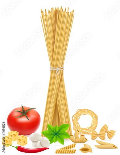 pasta with vegetables vector illustration