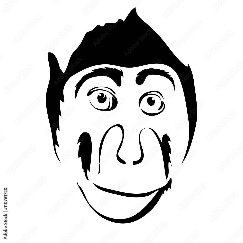 Monkey outline cartoon face vector illustration. Can be use for Monkey outline cartoon face vector illustration. Can be use for