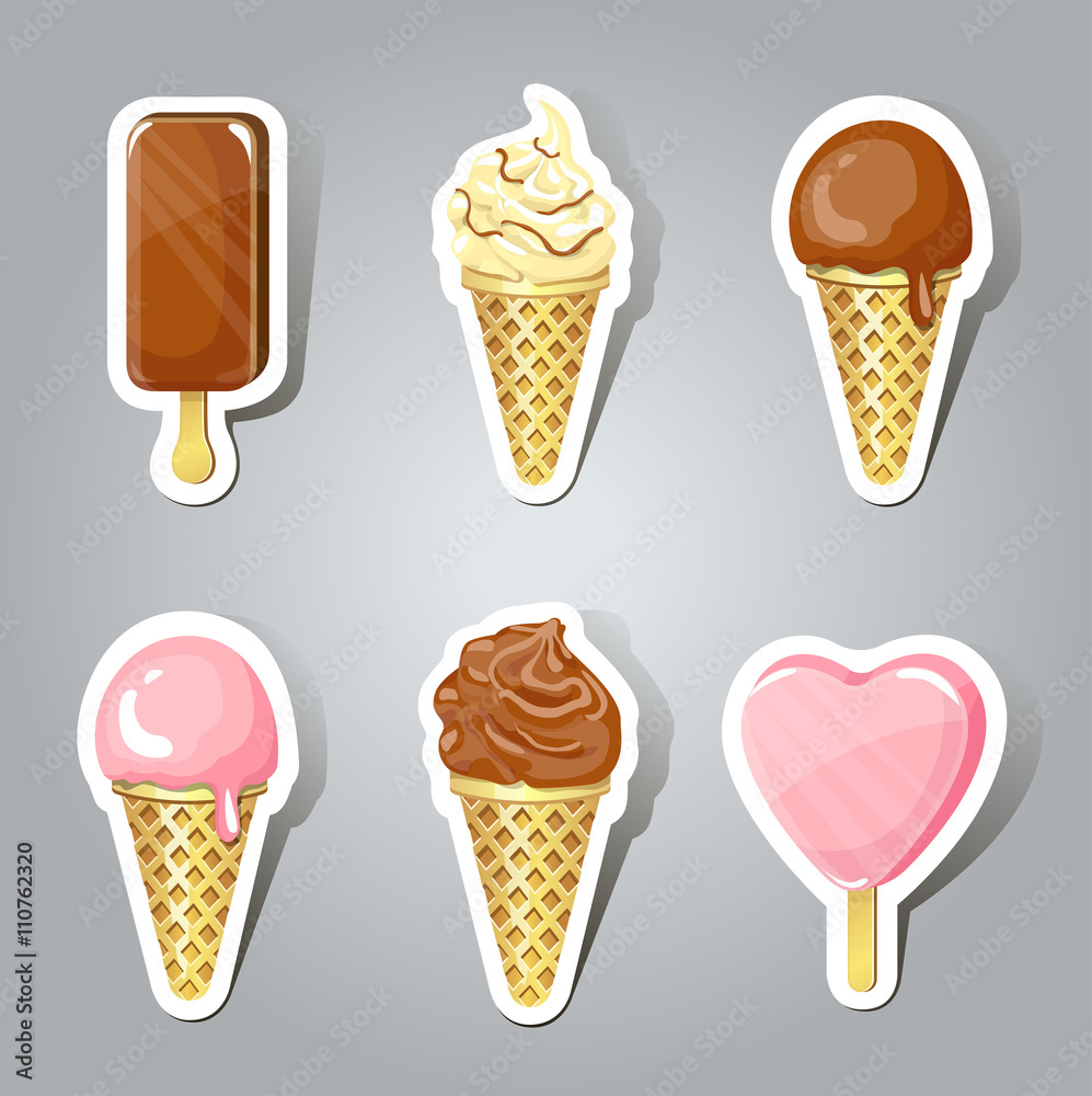 Set of sweet ice cream stikers Set of sweet ice cream stikers