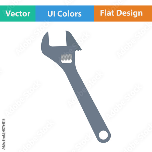 Flat design icon of adjustable wrench