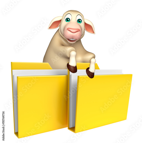 fun Sheep cartoon character with folder © visible3dscience