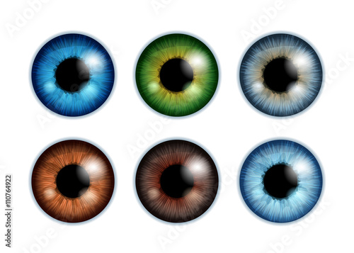 Obraz na plátně Human eyeballs iris pupils set - assorted colors.