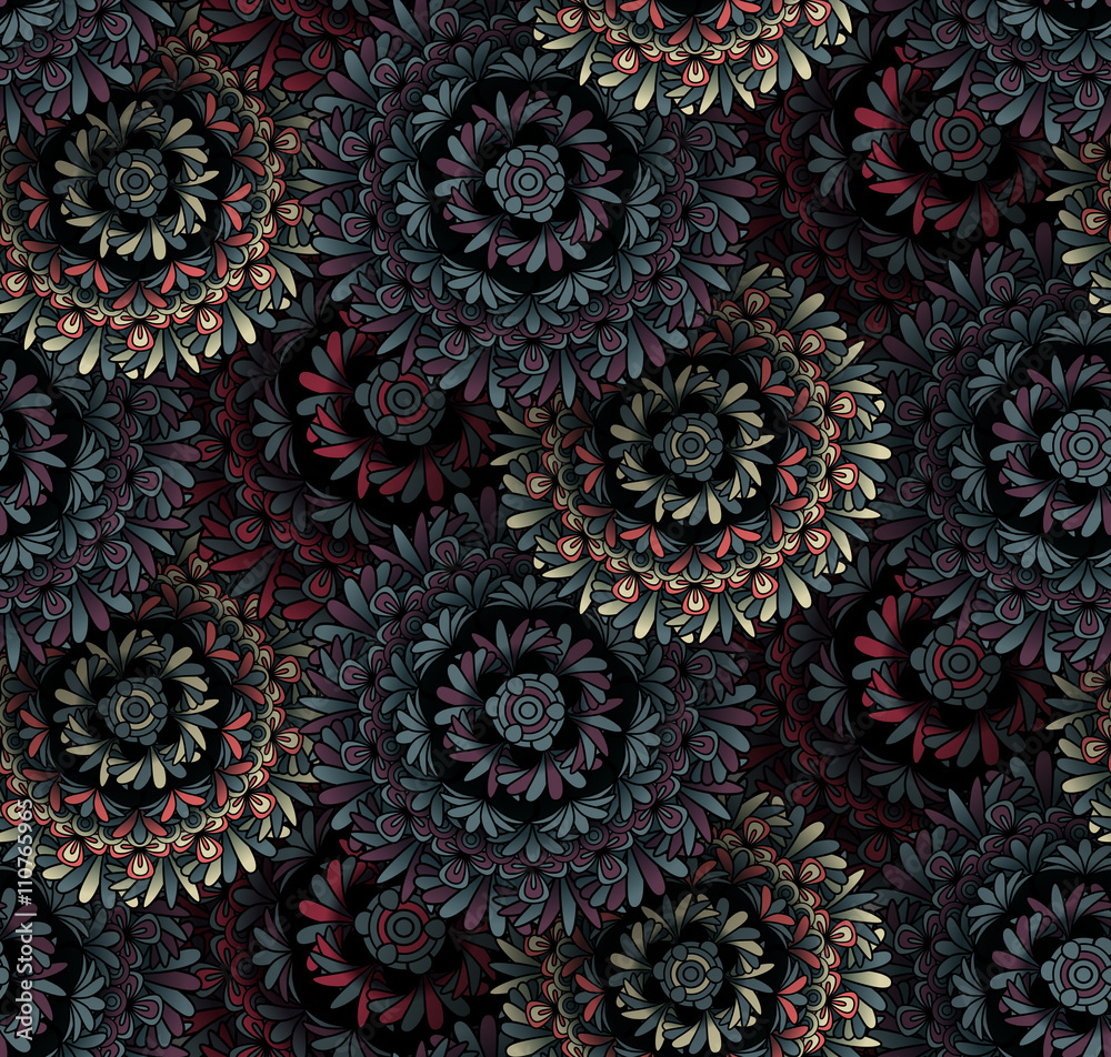 Psychedelic mandala seamless pattern