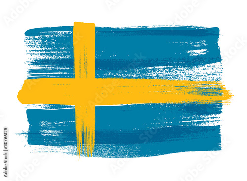 Sweden colorful brush strokes painted flag. photo