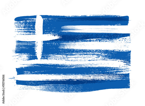 Greece colorful brush strokes painted flag.