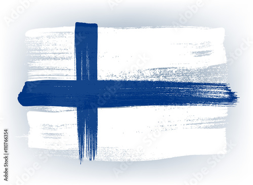 Wallpaper Mural Finland colorful brush strokes painted flag.