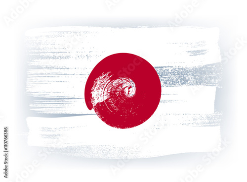 Japan colorful brush strokes painted flag.