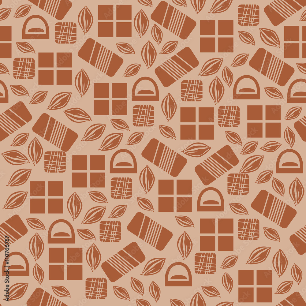 Seamless pattern with chocolate sweets isolated on white background