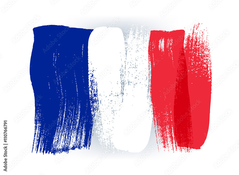 France colorful brush strokes painted flag. - obrazy, fototapety, plakaty 