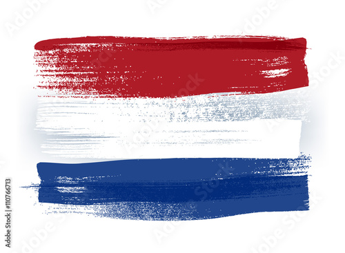 Netherlands colorful brush strokes painted flag.