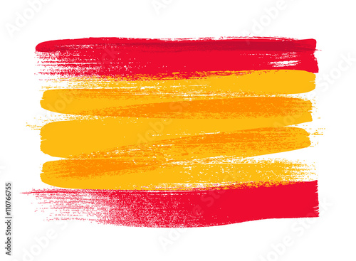 Spain colorful brush strokes painted flag.