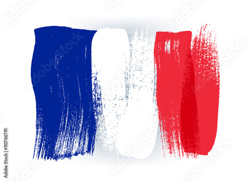 France colorful brush strokes painted flag.
