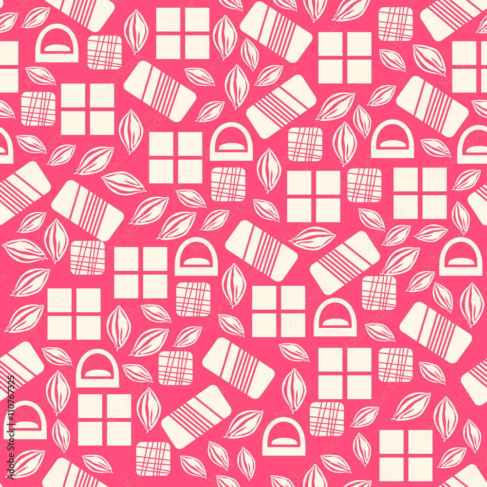 Seamless pattern with chocolate sweets isolated on pink background