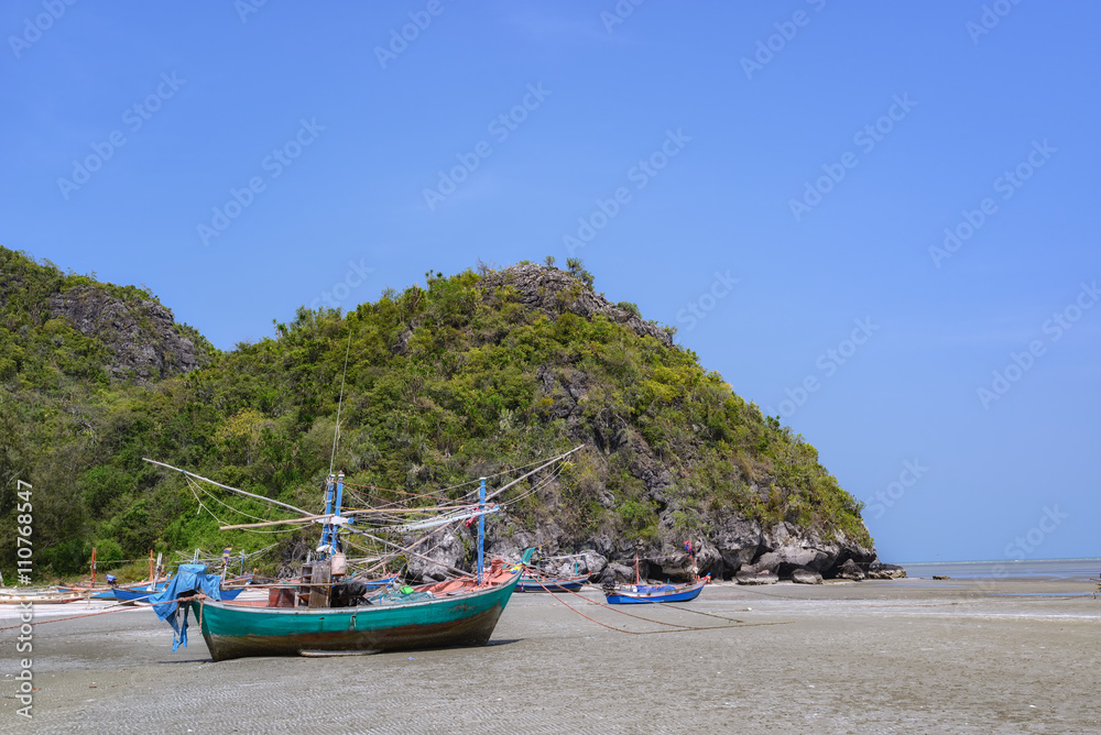 Fishing boats at the Gulf of Laem Sala beach  Prachuap Khiri Kha