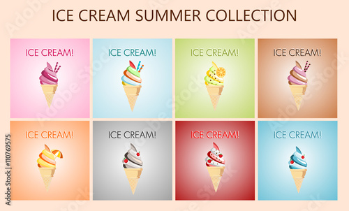 Vectores de ricos cucuruchos de helado refrescantes para el verano photo