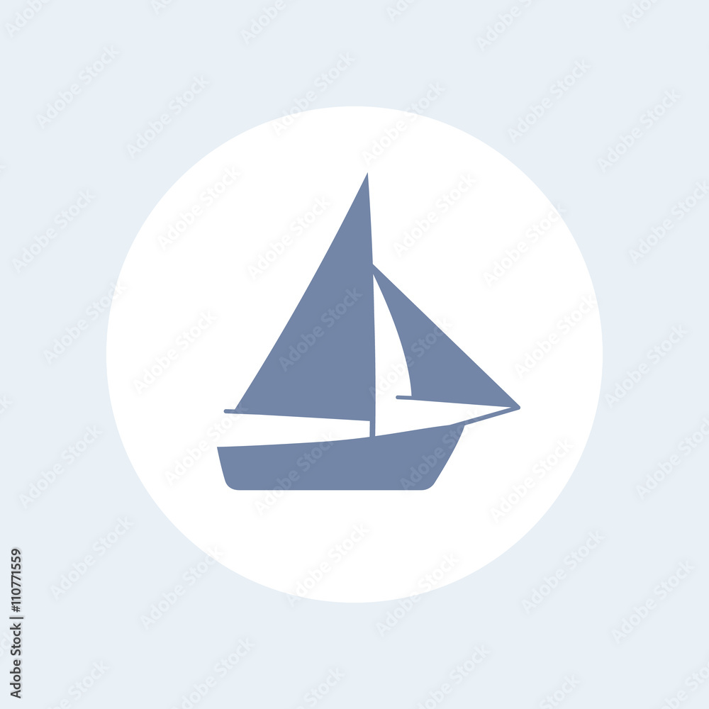 Sailboat icon isolated on white, vector illustration