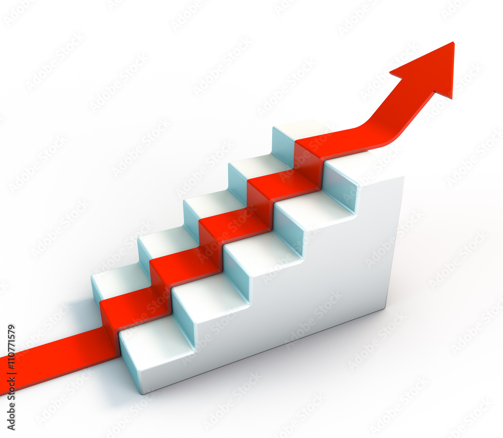 Arrow going up on a staircase Arrow going up on a staircase