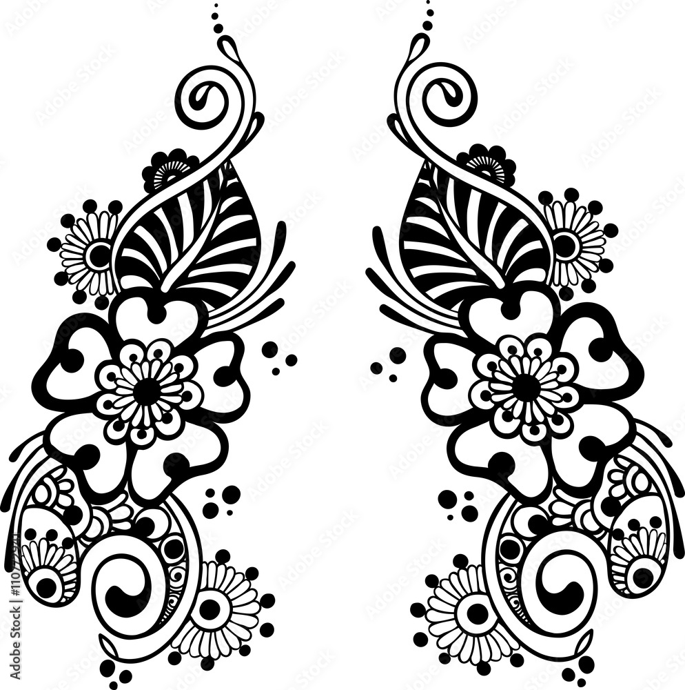 Vector ornament flowers, ethnic zentagled henna tattoo can be used for poster, label, banner or  for greeting card