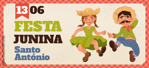 Festa Junina illustration - traditional Brazil June festival party. Vector illustration.