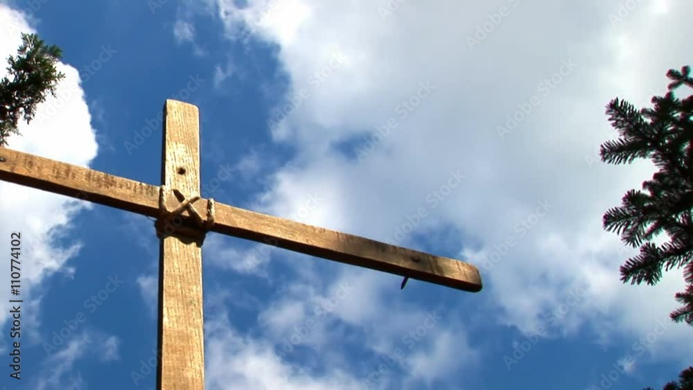 Wooden cross against blue sky
Wooden cross against blue sky
