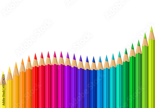 Set of colored pencils on a white background. Vector illustration
