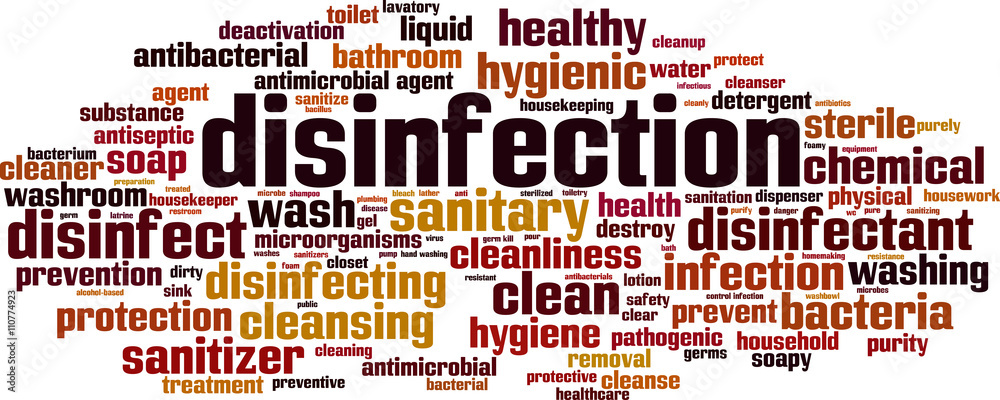 Disinfection word cloud concept. Vector illustration