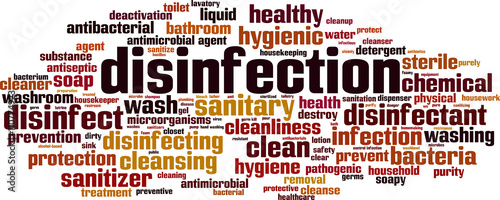 Disinfection word cloud concept. Vector illustration