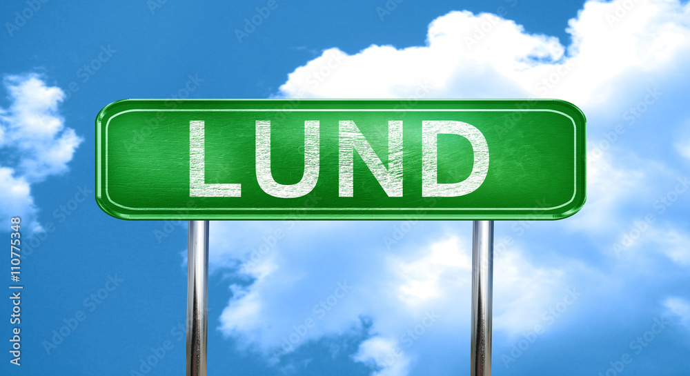 Obraz premium Lund vintage green road sign with highlights