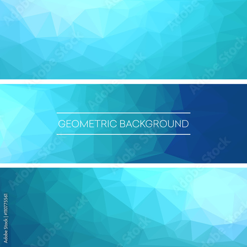 Set of polygonal triangular blue background banners design. Vector illustration