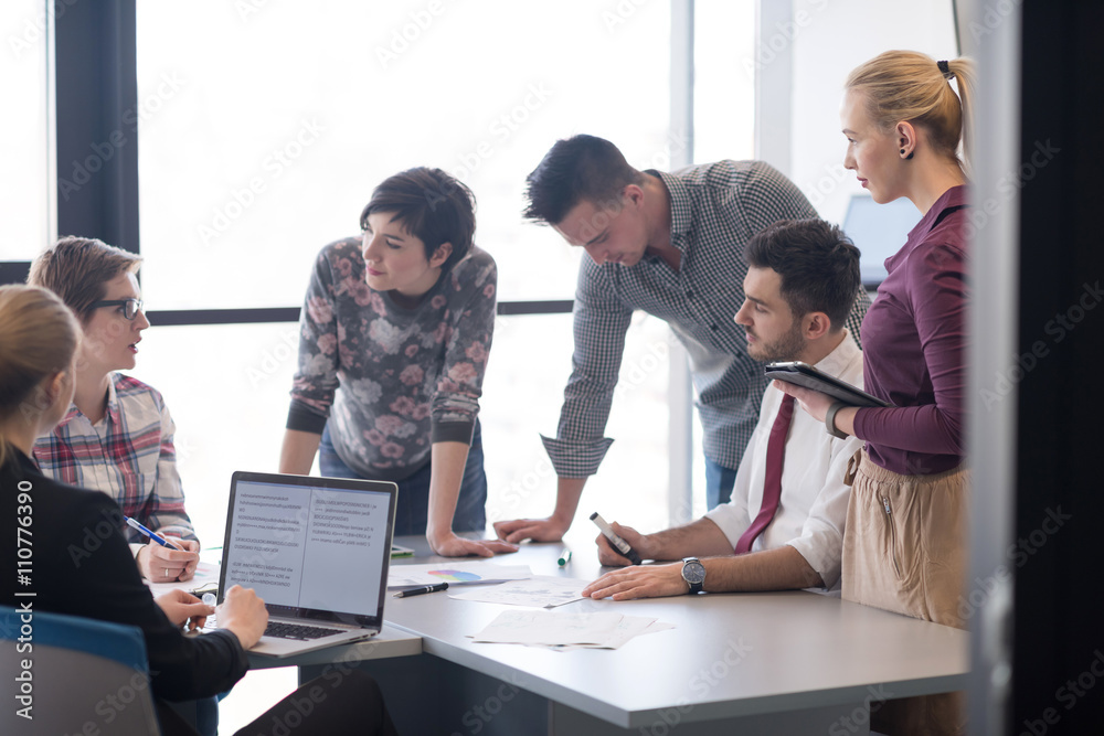 young business people group on meeting at modern office