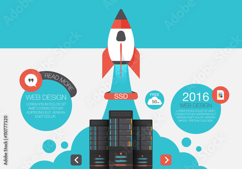 Cloud Storage. Abstract flat vector illustration of cloud storage and development concepts. Elements for mobile and web applications.