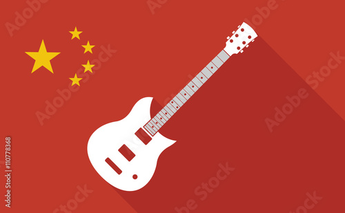 China long shadow flag with   an electric guitar