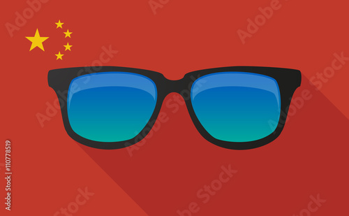 China long shadow flag with a sunglasses icon