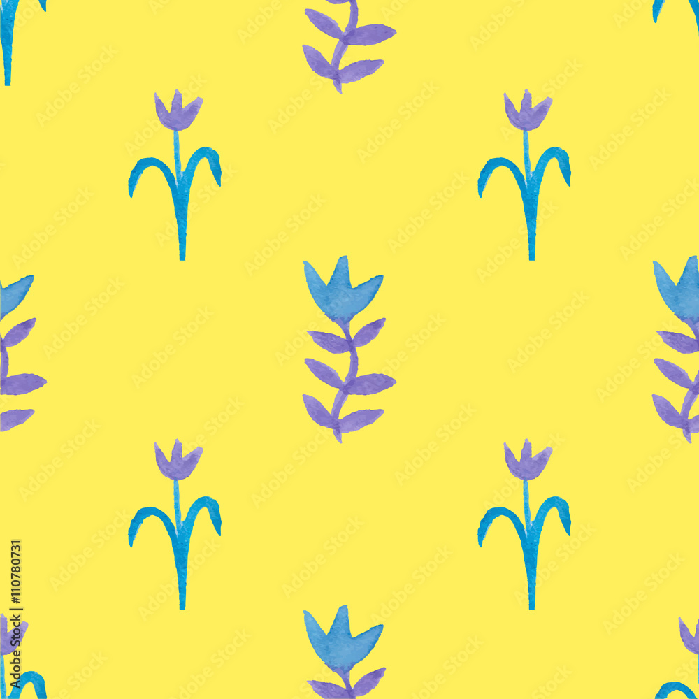 Watercolor floral seamless pattern. Vector.