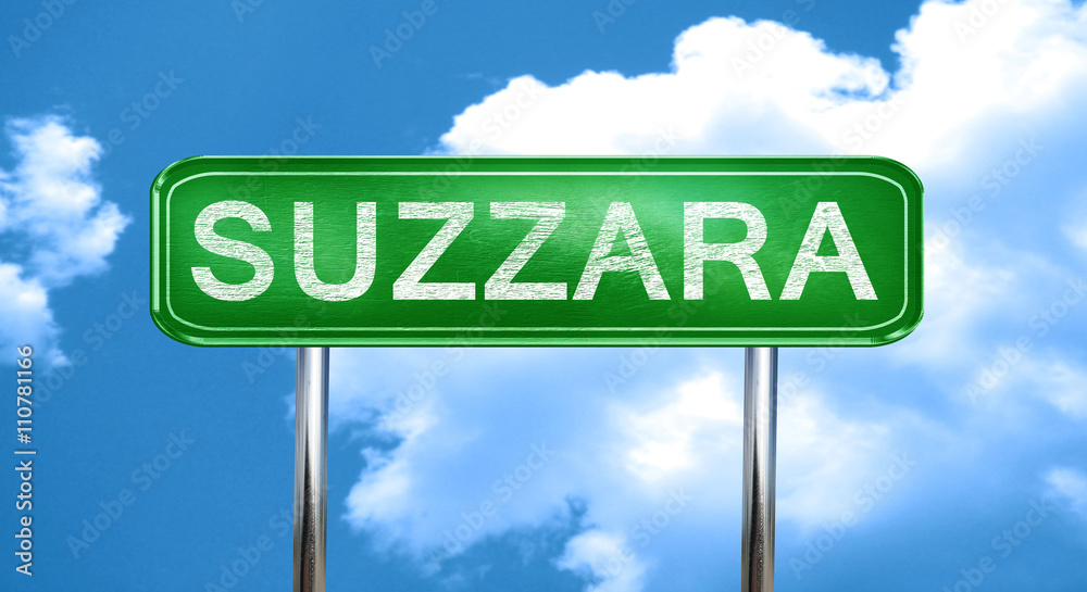 Obraz premium Suzzara vintage green road sign with highlights