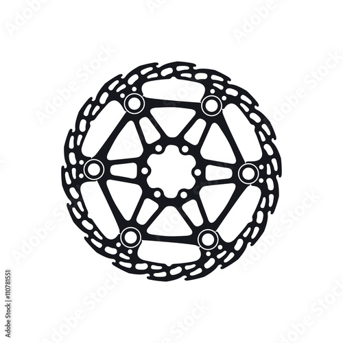 Bicycle brake disc icon,  silhouette.