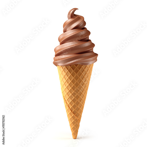 chocolate ice cream cone isolated