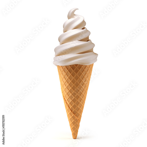 Fototapet vanilla ice cream cone isolated