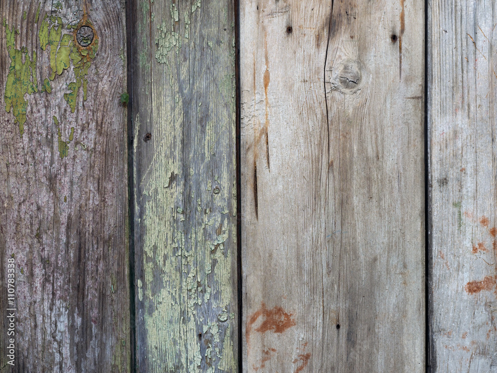 Naklejka premium Boards farmhouse. The old paint residues. Texture of wooden boards