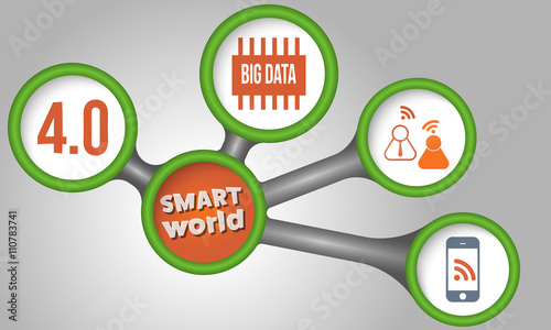 Vector circular boxes and smart world icon