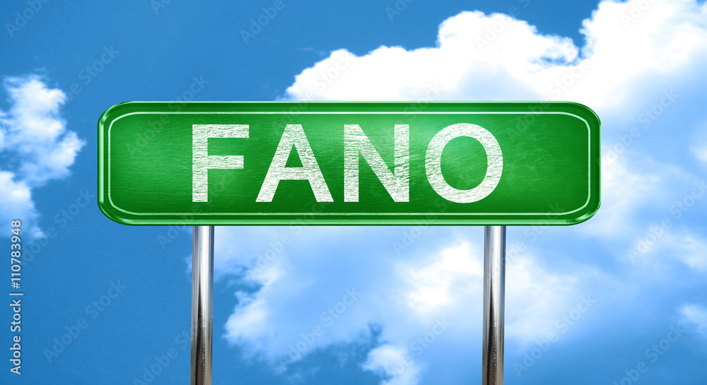 Fototapeta premium Fano vintage green road sign with highlights