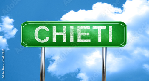 Chieti vintage green road sign with highlights